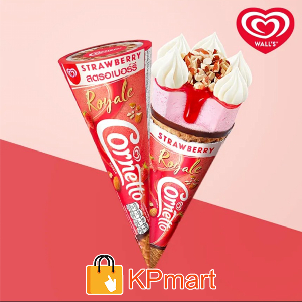 Kem ốc quế dâu hạnh nhân Wall's Cornetto Royale Strawberry 135ML
