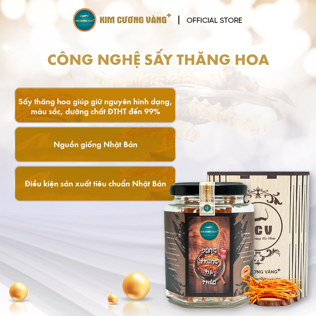 Đông Trùng Hạ Thảo Khô Giải Độc Gan Tăng Đề Kháng  Kim Cương Vàng  Hộp 10 gram