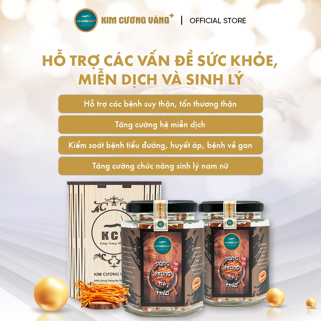 Đông Trùng Hạ Thảo Khô Giải Độc Gan Tăng Đề Kháng  Kim Cương Vàng  Hộp 10 gram