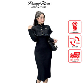  Váy len body nữ PHUONGMOON kiểu dáng ôm kèm khăn choàng 