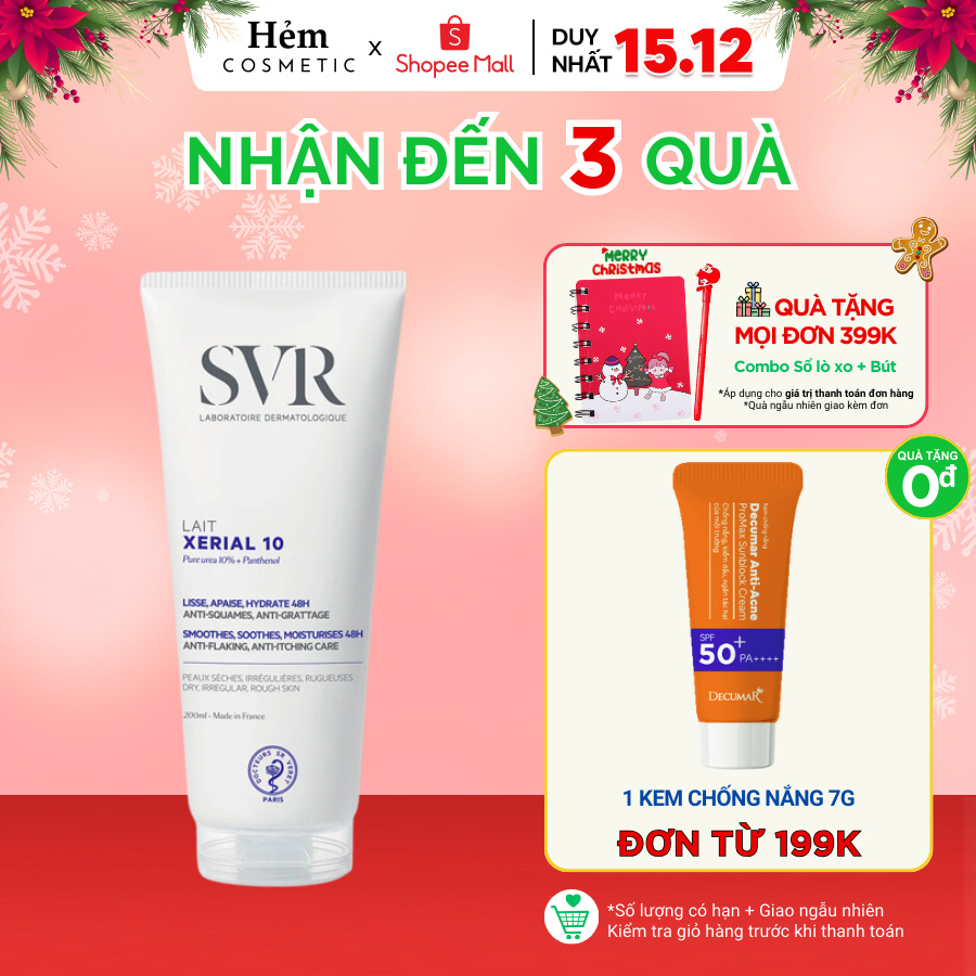 Kem dưỡng da toàn thân dành cho da khô, giúp giữ ẩm da SVR XERIAL 10 LAIT 200ml - Hẻm Cosmetic