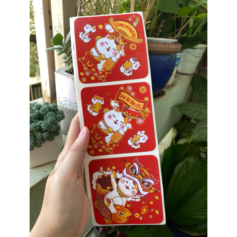 Tem Tết Decal dán chúc mừng năm mới 2024 - Sticker vuông trang trí Happy New Year Sticker @gocdoquyen