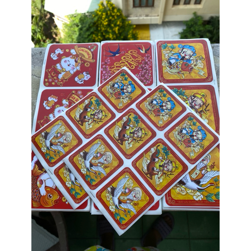 Tem Tết Decal dán chúc mừng năm mới 2024 - Sticker vuông trang trí Happy New Year Sticker @gocdoquyen