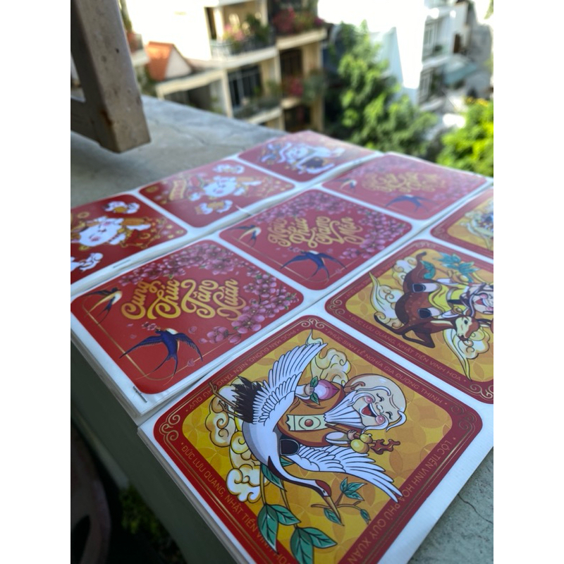 Tem Tết Decal dán chúc mừng năm mới 2024 - Sticker vuông trang trí Happy New Year Sticker @gocdoquyen