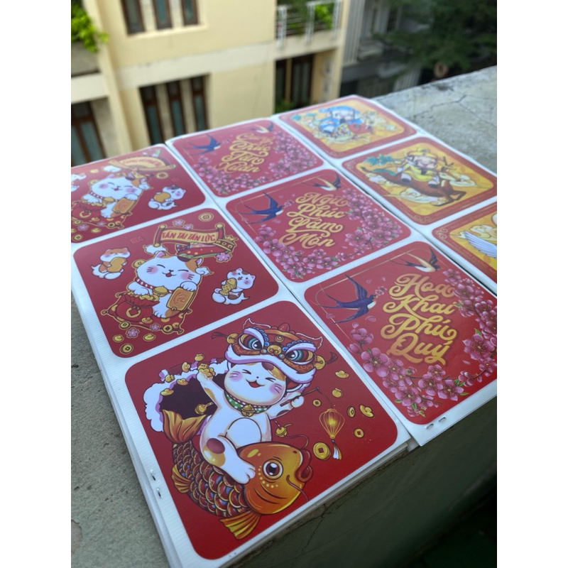 Tem Tết Decal dán chúc mừng năm mới 2024 - Sticker vuông trang trí Happy New Year Sticker @gocdoquyen