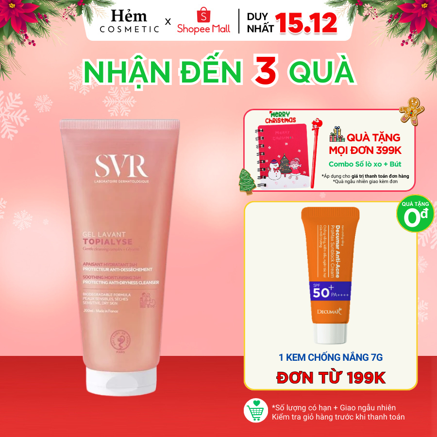 Gel làm sạch không chứa xà phòng dành cho da khô SVR TOPIALYSE Gel Lavant 55ml/200ml - Hẻm Cosmetic