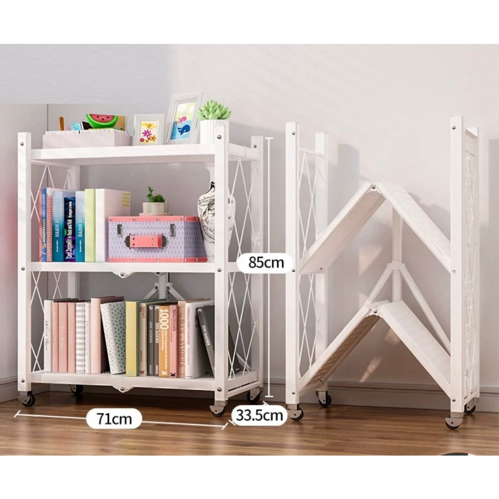 Kệ Để Đồ Đa Năng Gấp Gọn 3 Tầng Thông Minh Có Bánh Xe - Đựng Đồ Nhà Bếp
