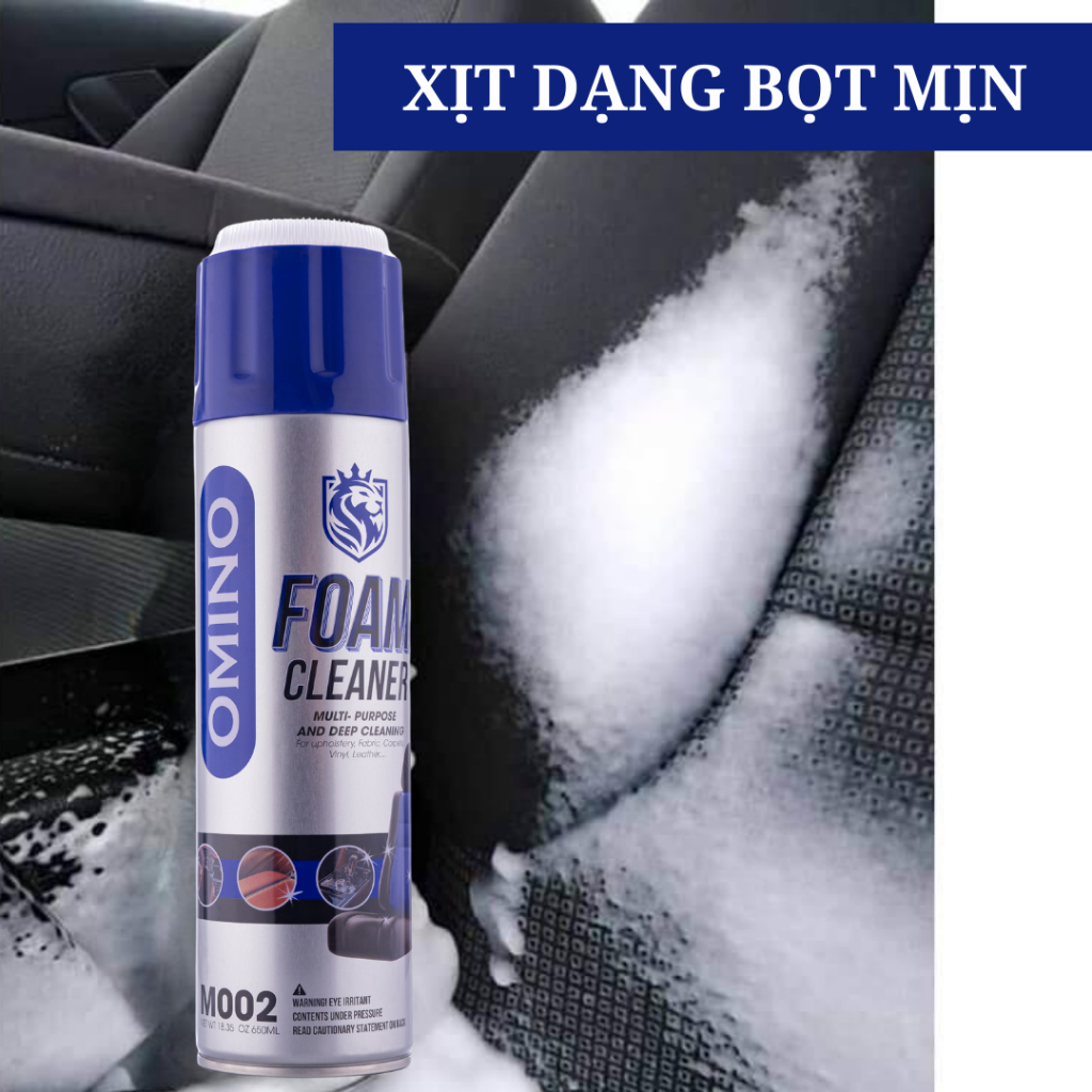 Combo 2 Xịt Bọt Đa Năng M002 OMINO Vệ Sinh Nội Thất 650ml - Ghế Da Ô Tô và Nội thất gia đình- Chính Hãng Omino Viet