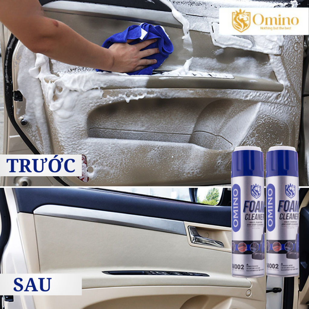 Combo 2 Xịt Bọt Đa Năng M002 OMINO Vệ Sinh Nội Thất 650ml - Ghế Da Ô Tô và Nội thất gia đình- Chính Hãng Omino Viet