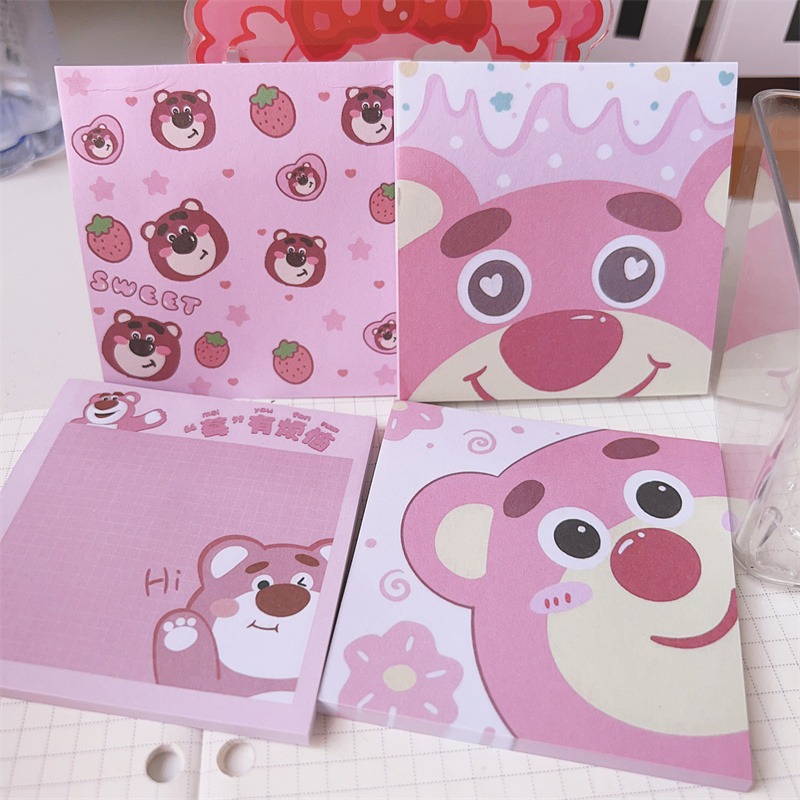 Giấy Sticky Note SOLANO 50 Tờ Giấy Ghi Chú Hình Gấu Dâu Dễ Thương- SLN001482