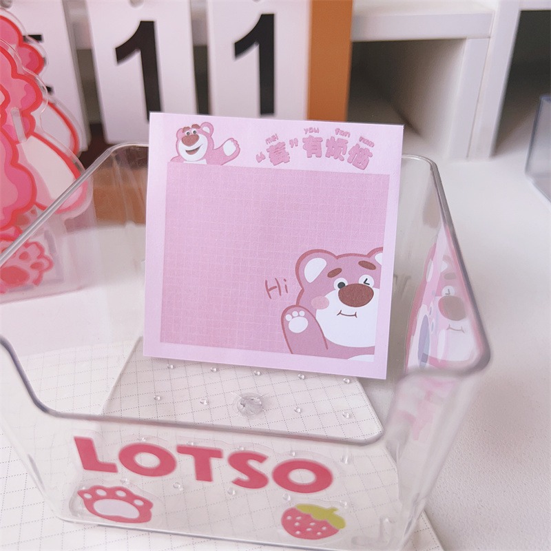 Giấy Sticky Note SOLANO 50 Tờ Giấy Ghi Chú Hình Gấu Dâu Dễ Thương- SLN001482