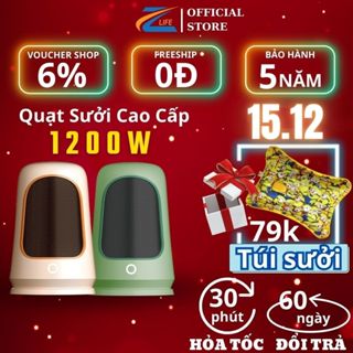 Quạt sưởi ấm phòng ngủ mùa đông mini,Máy sưởi ấm mini cầm tay để bàn cho bé,công suất 1200W,an toàn,chống khô da