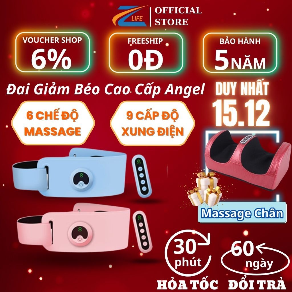 Đai massage giảm mỡ bụng Zlife,Máy rung bụng giảm mỡ thế hệ mới tặng điều khiển từ xa,Đai rung nóng công nghệ nhật