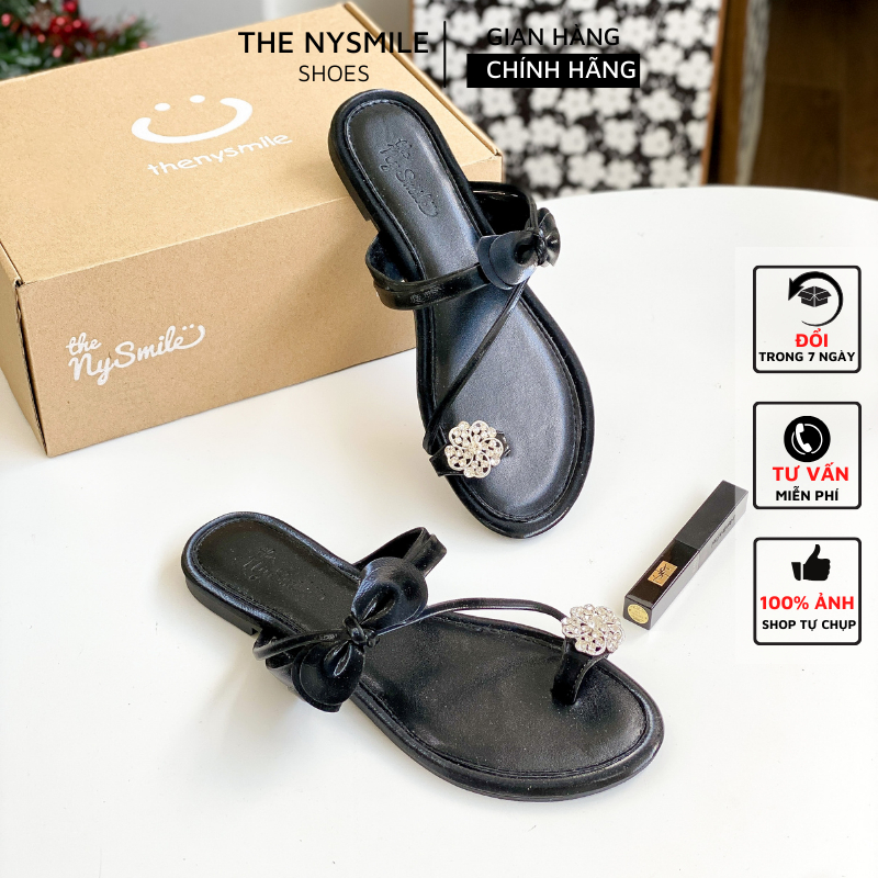 Giày sandals xỏ ngón đính đá hoa - THENYSMILE - DASIL
