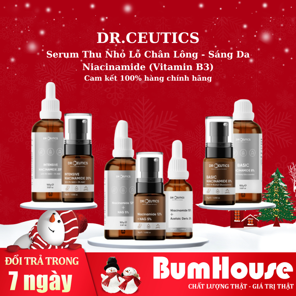 Tinh Chất Niacinamide (Vitamin B3) DrCeutics Thu Nhỏ Lỗ Chân Lông Và Làm Sáng Da 30g 100g