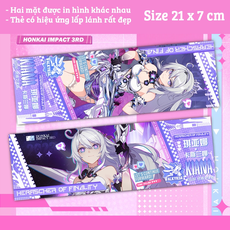 Vé laser game Honkai Impact 3 - Thẻ Bookmark dùng đánh dấu trang