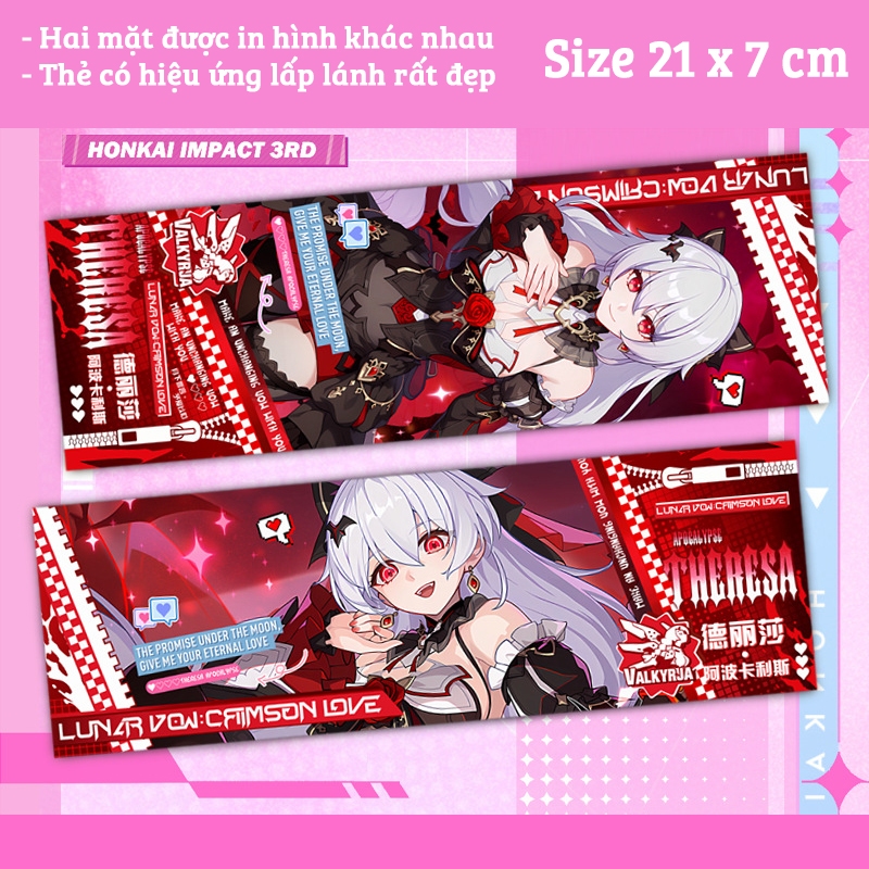Vé laser game Honkai Impact 3 - Thẻ Bookmark dùng đánh dấu trang