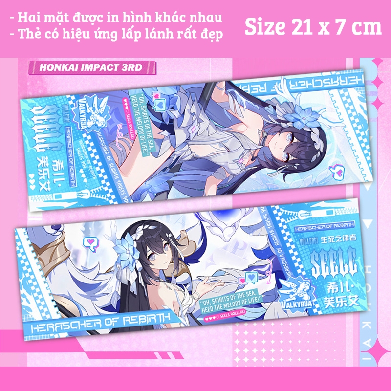 Vé laser game Honkai Impact 3 - Thẻ Bookmark dùng đánh dấu trang