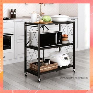 Kệ Gấp Gọn 3 Tầng Để Đồ Nhà Bếp Có Bánh Xe