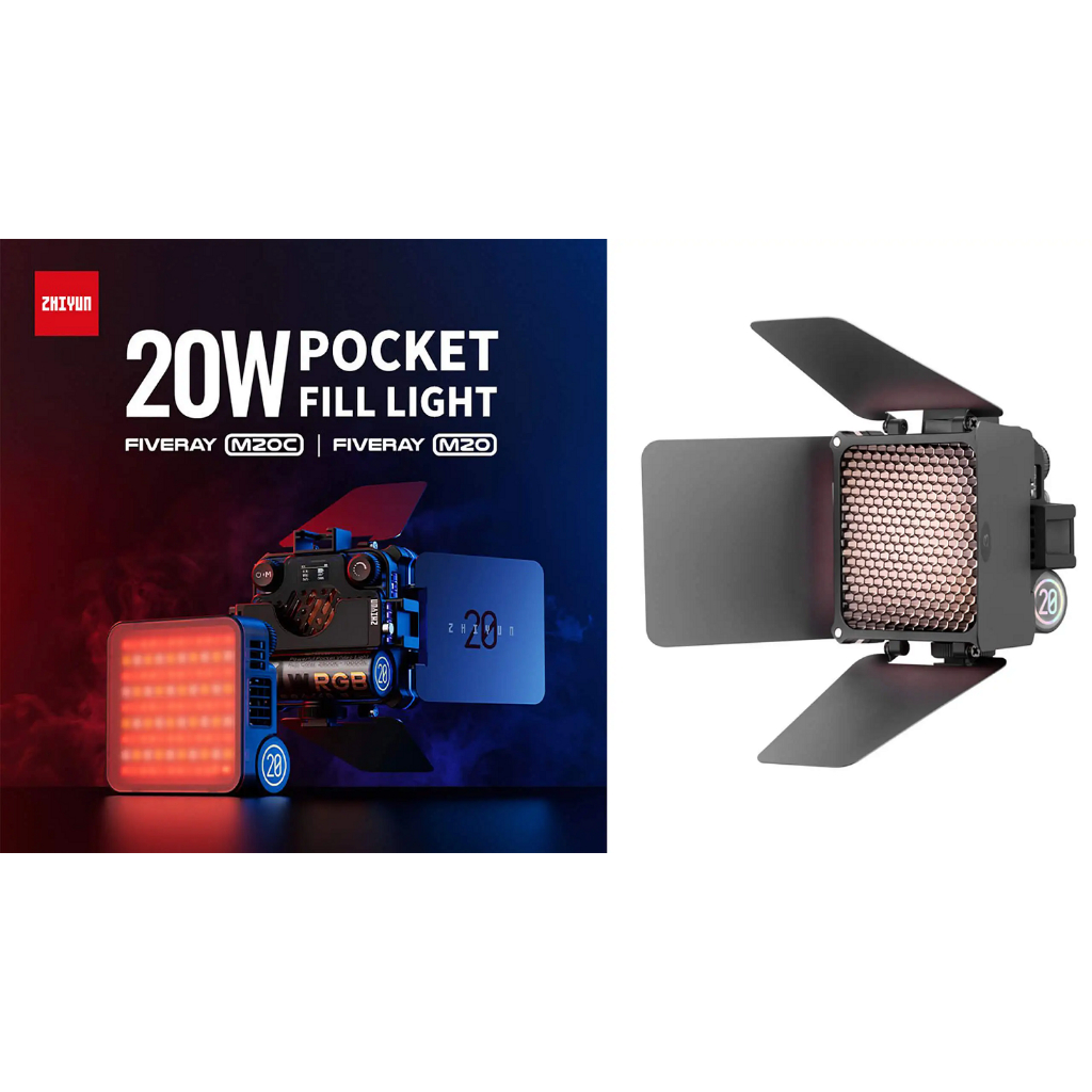 ZHIYUN FIVERAY M20 Fill Light  - Đèn Led Mini Công Suất 20W Pin Sạc Tích Hợp 4500mAh - Hàng Chính Hãng