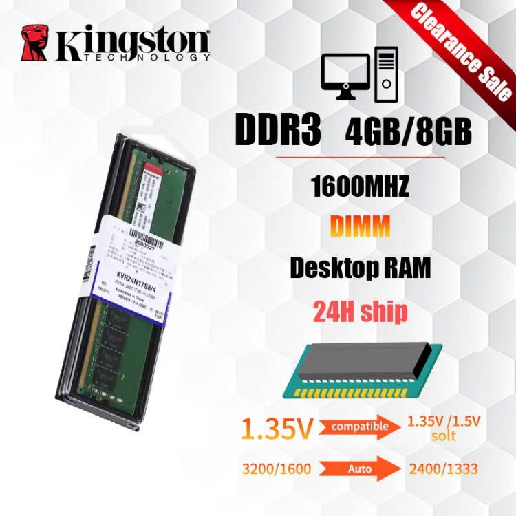 【Ship hàng tận nơi 24H】kingston 4GB/8GB Desktop RAM DDR3 DDRL 1333/1600MHZ DIMM PC3-12800 memory for PC