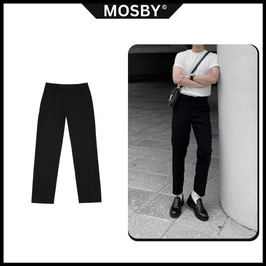Quần tây nam hàn quốc MOSBY dáng baggy vải co giãn dày dặn dáng suông ống rộng, màu đen, kem - QD28