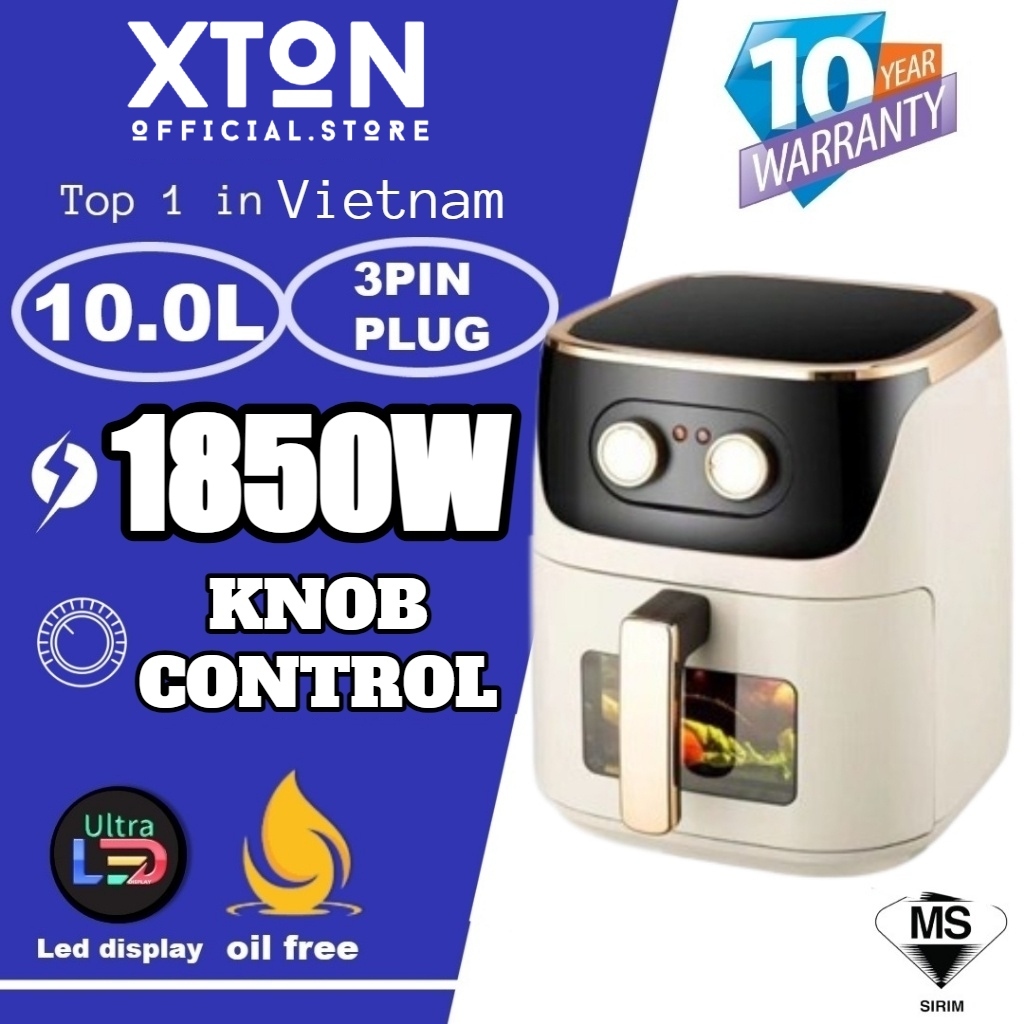 🔥12.12 BÁN LỚN🔥Nồi chiên không dầu 10L công suất 1500w Chất liệu chống dính cao cấp 6 chế độ chiên thông minh