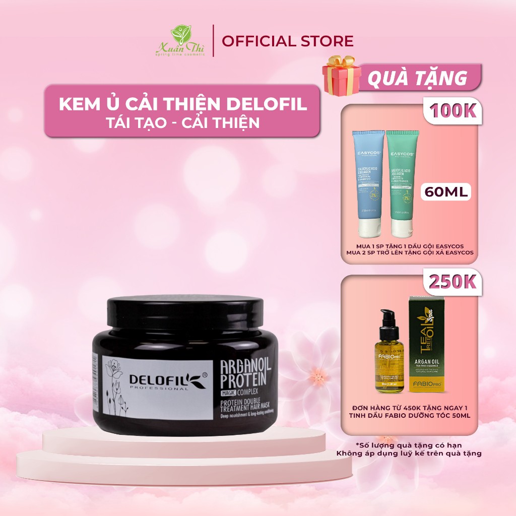 Kem dưỡng ủ tóc collagen Hấp tóc phục hồi tóc hư tổn Delofil Protein Hair Mask 500ml Mỹ phẩm Xuân Thì