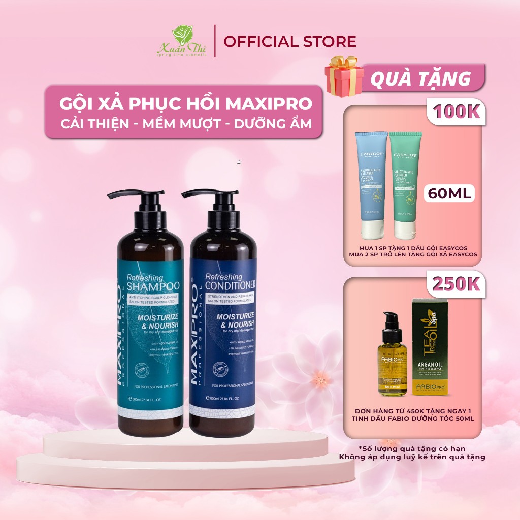 Dầu gội xả dưỡng tóc mềm mượt, giảm gàu ngăn gãy rụng phục hồi tóc hư tổn Maxipro 500/800ml - Mỹ phẩm Xuân Thì