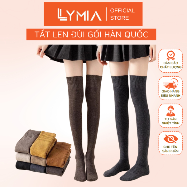 Tất Vớ Nữ Đùi Gối  LYMIA Cổ Cao Giả Boots Chất Len Cotton dày dặn BT35