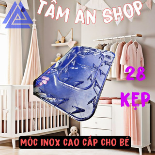 Móc kẹp 100% inox phơi đồ baby từ sơ sinh đến 5 tuổi 2 tầng 28 kẹp inox