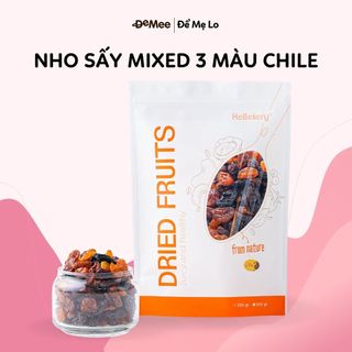 Nho chi lê sấy mixed 3 màu không hạt hebekery - trái cây sấy chuẩn dinh dưỡng cao cấp cho mẹ bầu by demee