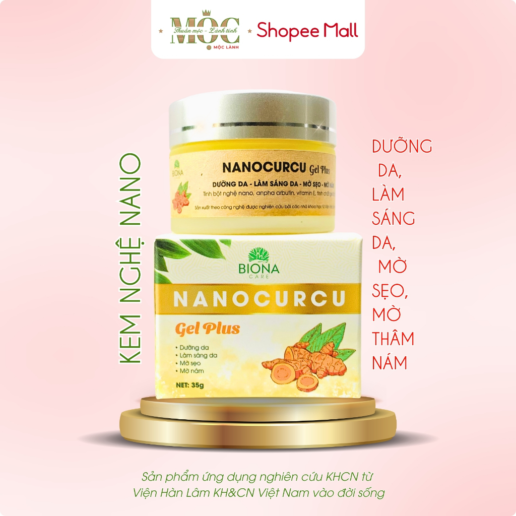 Kem mờ thâm nám sẹo giảm mụn dưỡng trắng da mặt ban đêm nghệ nano Mộc Lành an toàn cho mẹ bầu sau sinh hộp 35g