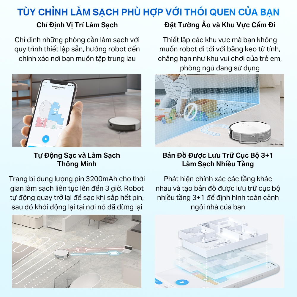 [Hàng Mới] Robot Hút Bụi Và Lau Nhà TP-Link Tapo RV30C Mop / RV30C Mop Plus Điều Hướng LiDar & Gyro Công Suất 4200Pa