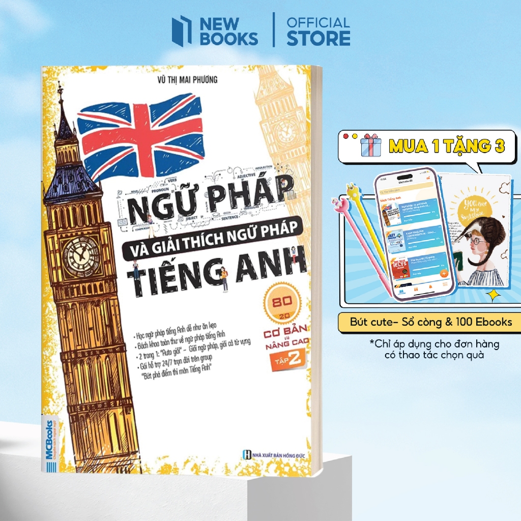 Ngữ Pháp Và Giải Thích Ngữ Pháp Tiếng Anh Nâng Cao 80/20 Dành Cho Người Mới Học Nhà Sách Newbooks