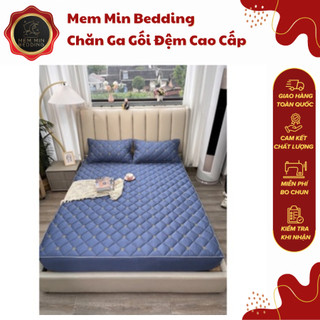 Ga trần bông bo chun đủ size đệm kèm 2 vỏ gối chất phi lụa - memminbedding