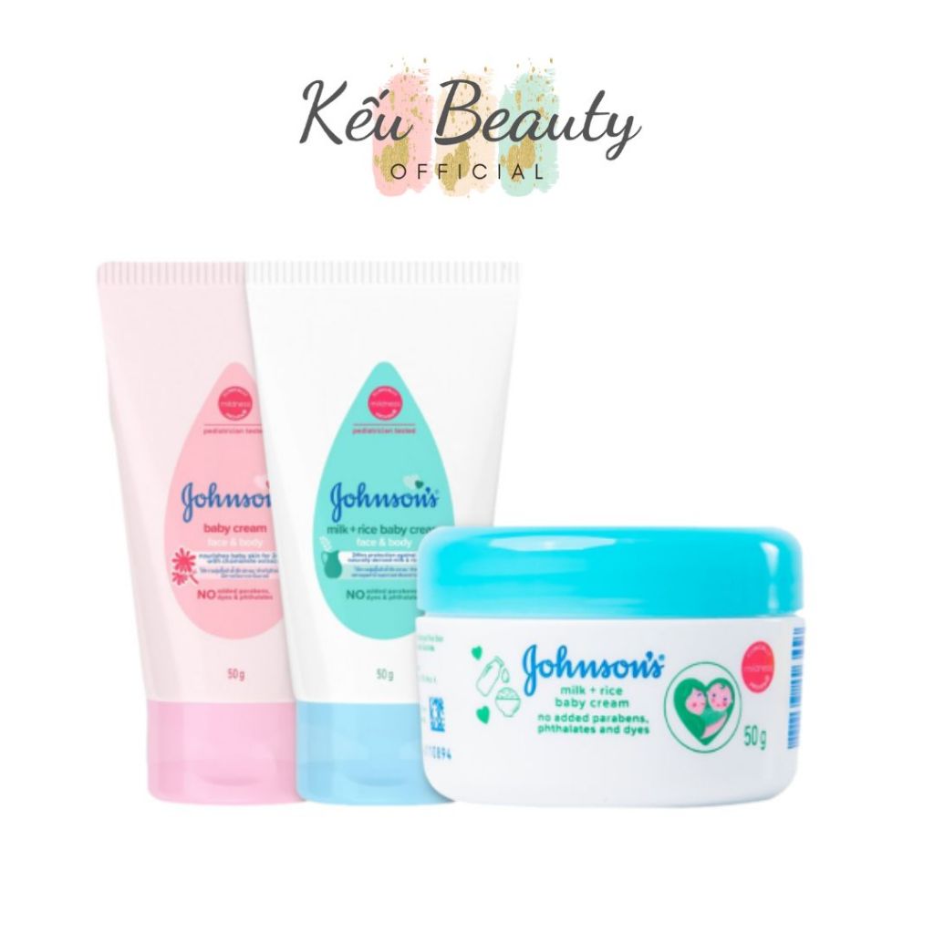 Kem Dưỡng Da Chiết Xuất Sữa Và Gạo Johnson's Milk And Rice Baby Cream 50g (Xanh/Hồng)