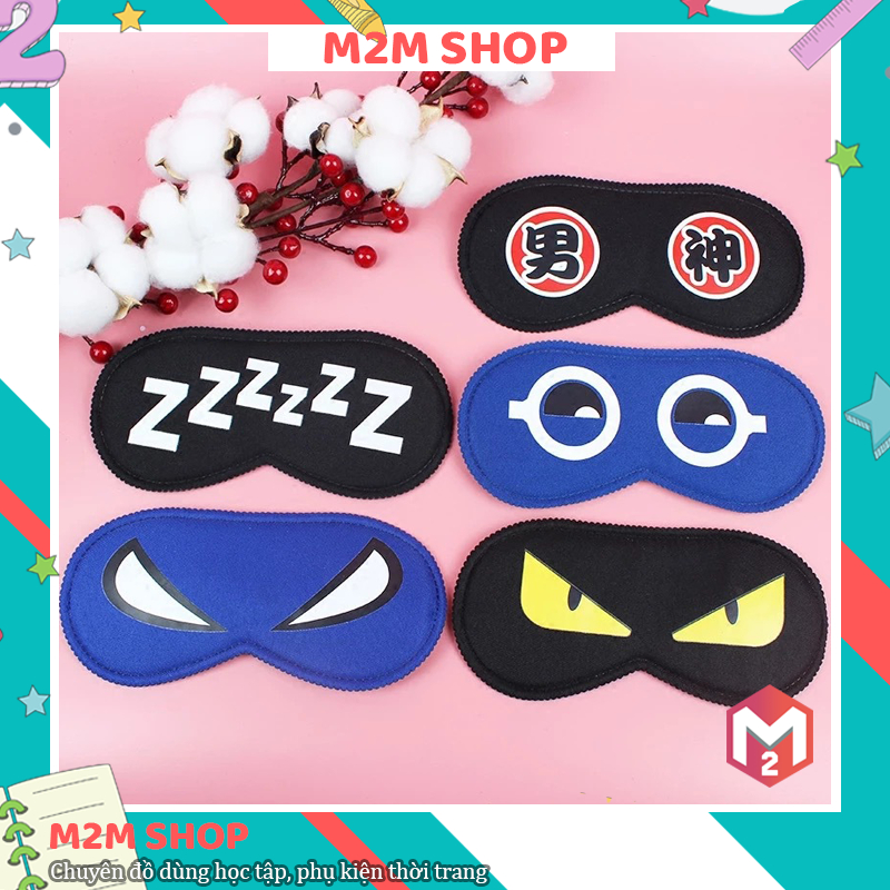 Bịt mắt đi ngủ bằng vải nhiều màu sắc dễ thương, bịt che mắt đi tàu xe không kèm gel nước