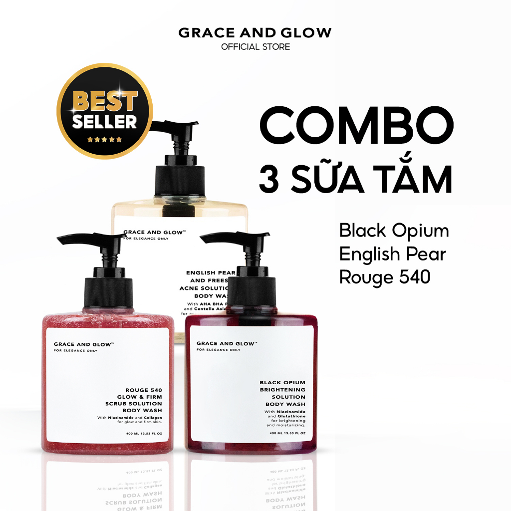 3 in 1 Combo sữa tắm nước hoa Grace and Glow 400ml + 400ml + 400ml 5921-01&5921_02&5921_03