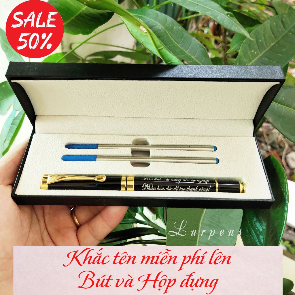 Bút ký khắc tên theo yêu cầu, bút bi vỏ kim loại cao cấp LURPENS (Tặng Hộp đựng bút + 2 ngòi), Quà tặng thầy cô giáo