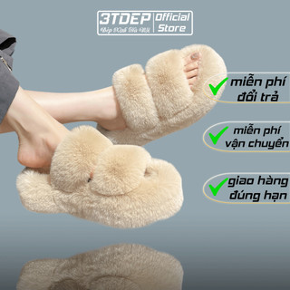 Dép lông nữ 2 quai cao 5cm 3TDEP, bản đế su đúc lót nỉ, chuẩn size