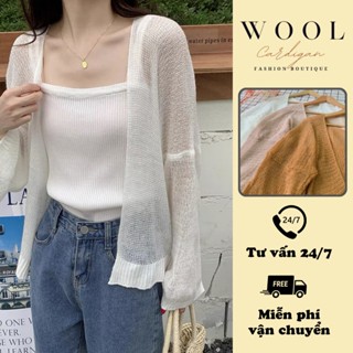 Áo khoác cardigan mỏng, Khoác len mỏng chất len dệt kim nhẹ nhàng, Áo khoác len choàng ngoài
