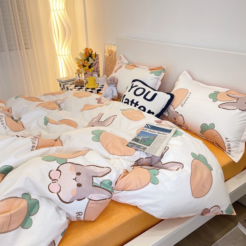 [BST 17] Bộ chăn ga gối Cotton Poly EmmiBedding phong cách Hàn Quốc Drap giường cotton hot trend (không kèm ruột)