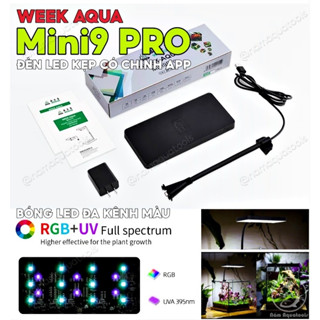 WEEK - Mini 9 Pro | Đèn LED Kẹp RGB + UV Cho Hồ Cá Thuỷ Sinh Mini, Hồ Bán Cạn