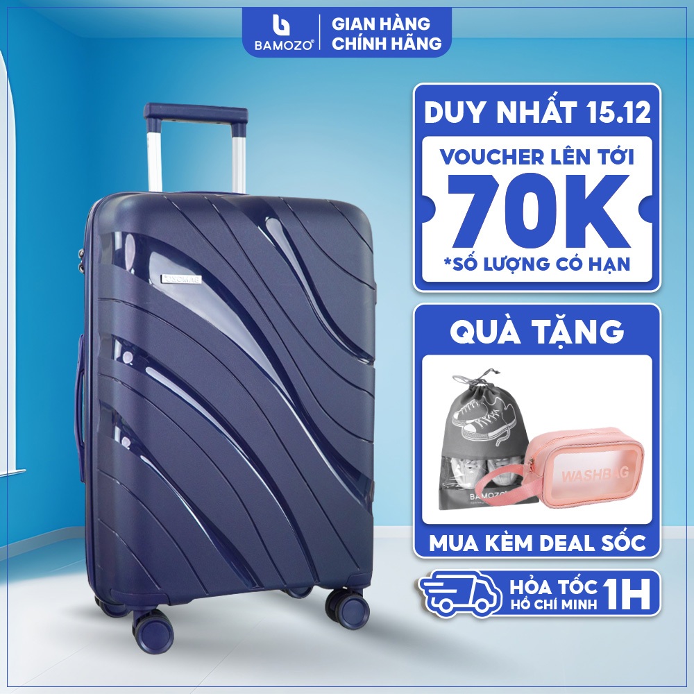 Vali Du Lịch Nancy Bamozo Size 20/24 Nhựa PP Cao Cấp, Vali Kéo Du Lịch Chống Vỡ - Bảo Hành 5 Năm.