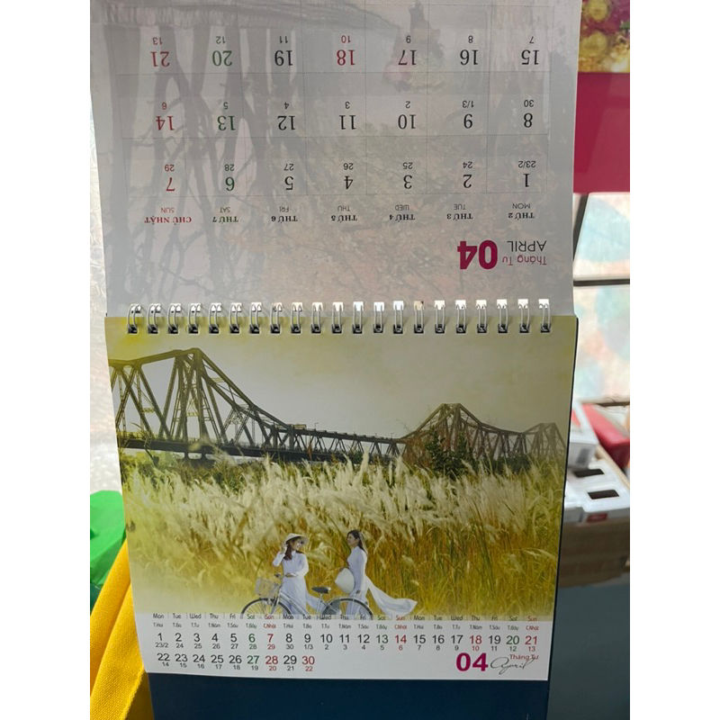 Combo 4 quyển lịch 2024 Giap Thìn  lò xo chữ A  để bàn loại đẹp