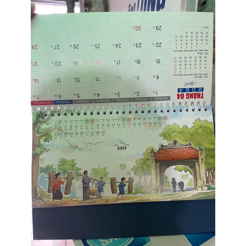Combo 4 quyển lịch 2024 Giap Thìn  lò xo chữ A  để bàn loại đẹp
