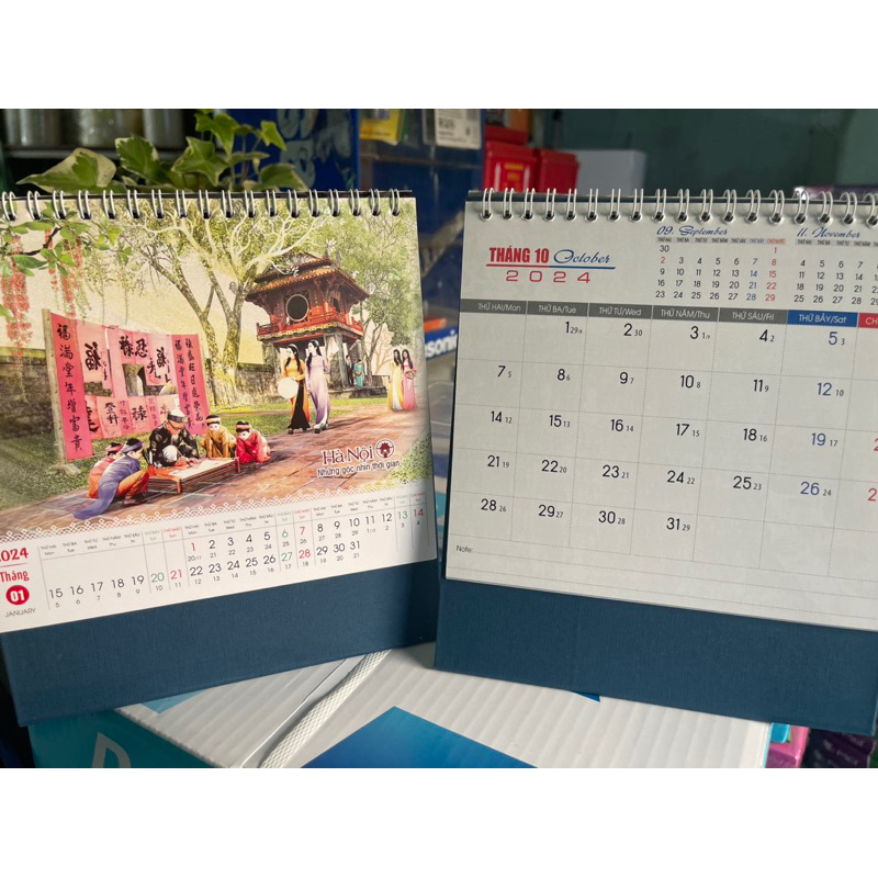 Combo 4 quyển lịch 2024 Giap Thìn  lò xo chữ A  để bàn loại đẹp