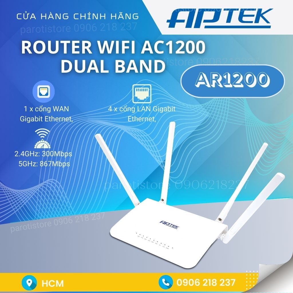 Router Wifi APTek AR1200 AC1200 Dual Band _mới 100%