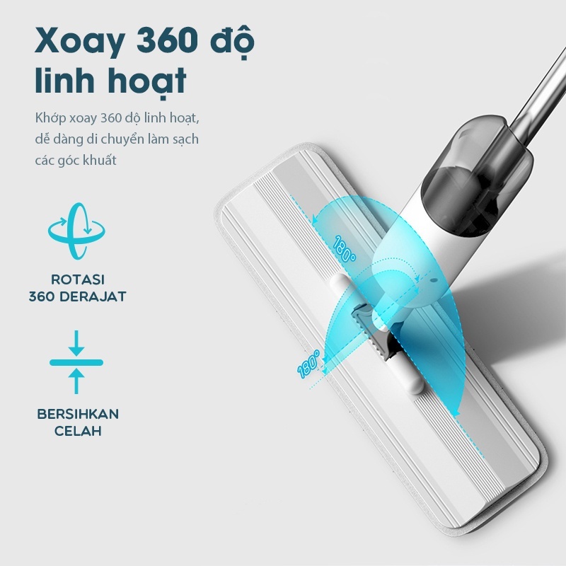 Samono Cây lau nhà phun sương thông minh đầu xoay 360 độ, lau nhà không mệt BCT701/816